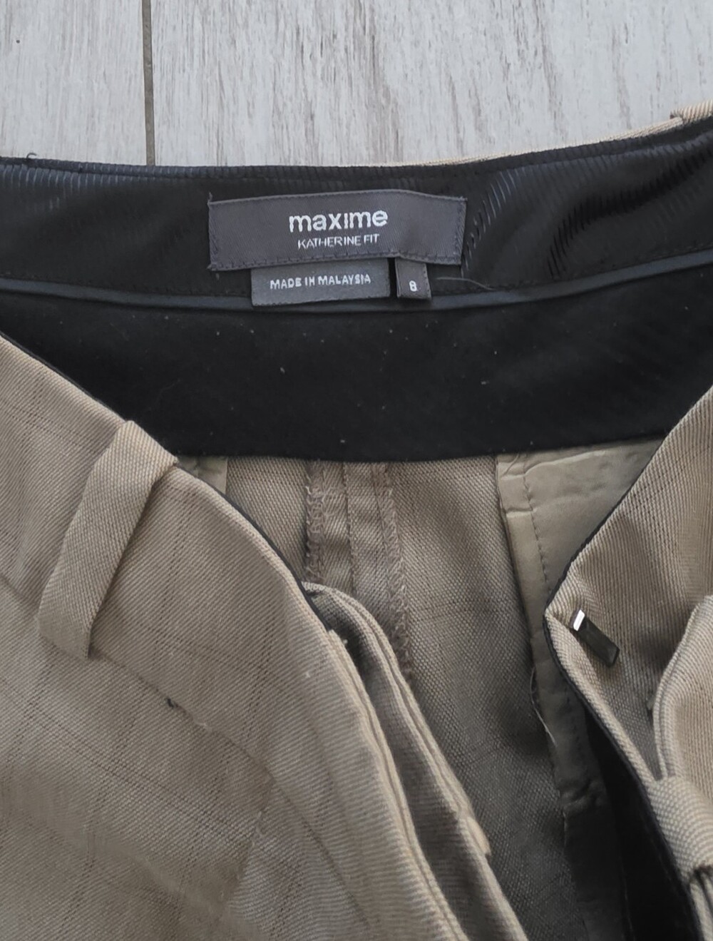 Maxime Olive Green Tailored Pants w/Tab Closure SZ8